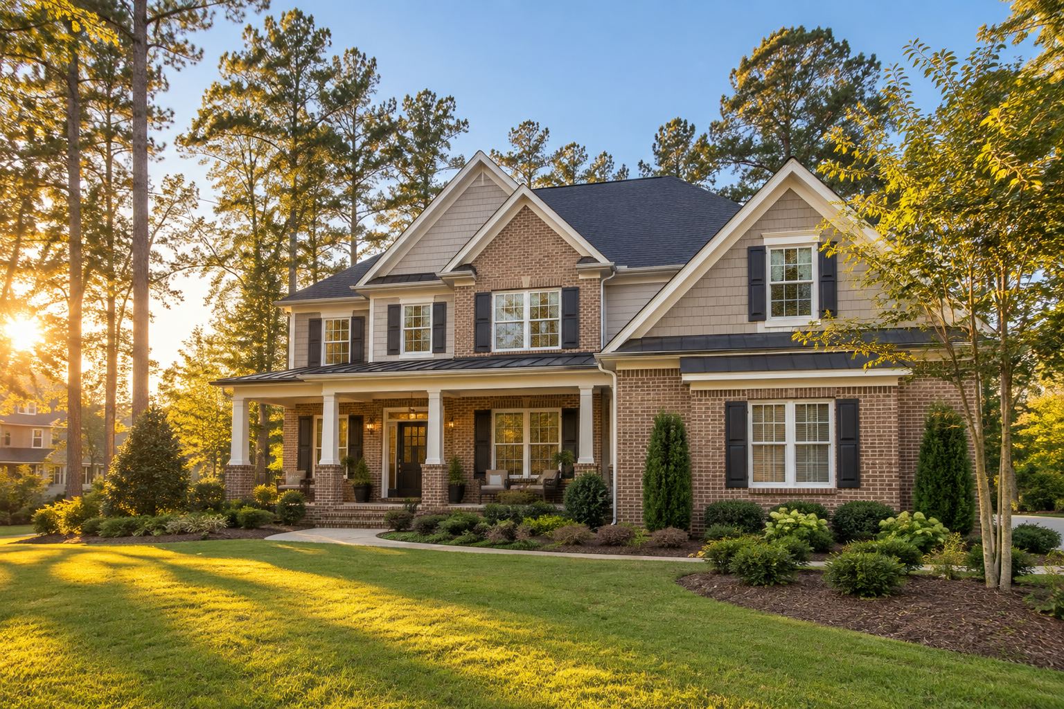 A North Carolina home on a quiet Lake Norman area street, illustrative